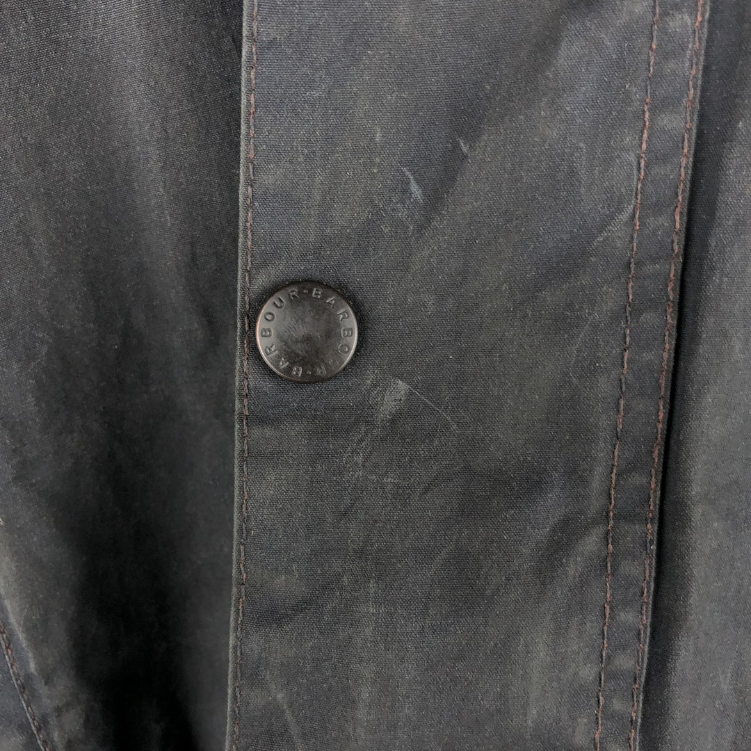 2000'S Barbour Beaufort 3 Warrant Oiled Hunting Jacket, Made in England, C38, Men's Size M cotton navy blue type Vintage Second Hand