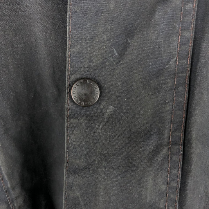 2000'S Barbour Beaufort 3 Warrant Oiled Hunting Jacket, Made in England, C38, Men's Size M cotton navy blue type Vintage Second Hand