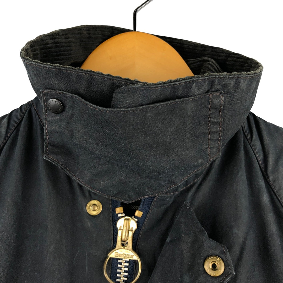 2000'S Barbour Beaufort 3 Warrant Oiled Hunting Jacket, Made in England, C38, Men's Size M cotton navy blue type Vintage Second Hand