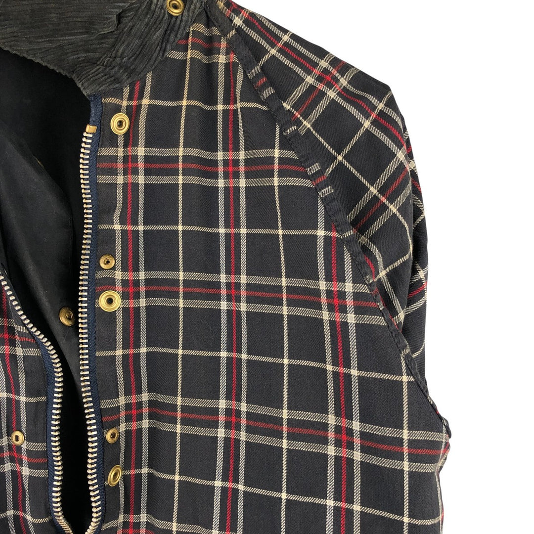 2000'S Barbour Beaufort 3 Warrant Oiled Hunting Jacket, Made in England, C38, Men's Size M cotton navy blue type Vintage Second Hand