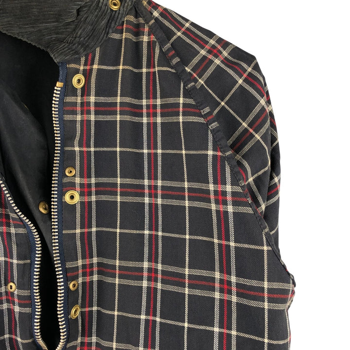 2000'S Barbour Beaufort 3 Warrant Oiled Hunting Jacket, Made in England, C38, Men's Size M cotton navy blue type Vintage Second Hand