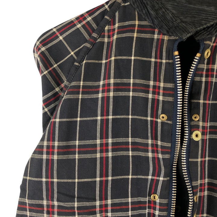 2000'S Barbour Beaufort 3 Warrant Oiled Hunting Jacket, Made in England, C38, Men's Size M cotton navy blue type Vintage Second Hand