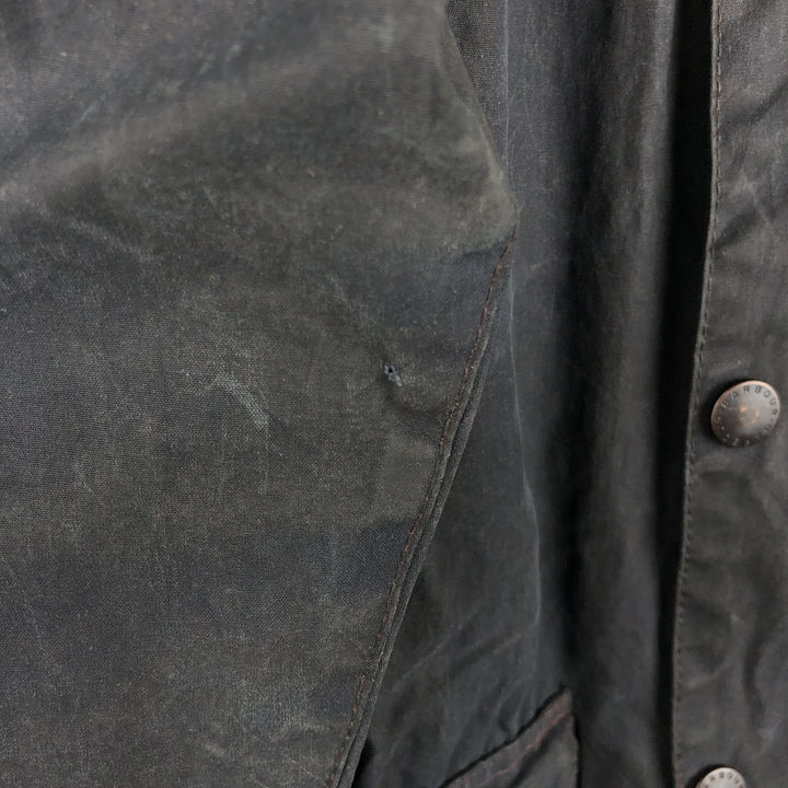 2000'S Barbour Beaufort 3 Warrant Oiled Hunting Jacket, Made in England, C38, Men's Size M cotton navy blue type Vintage Second Hand