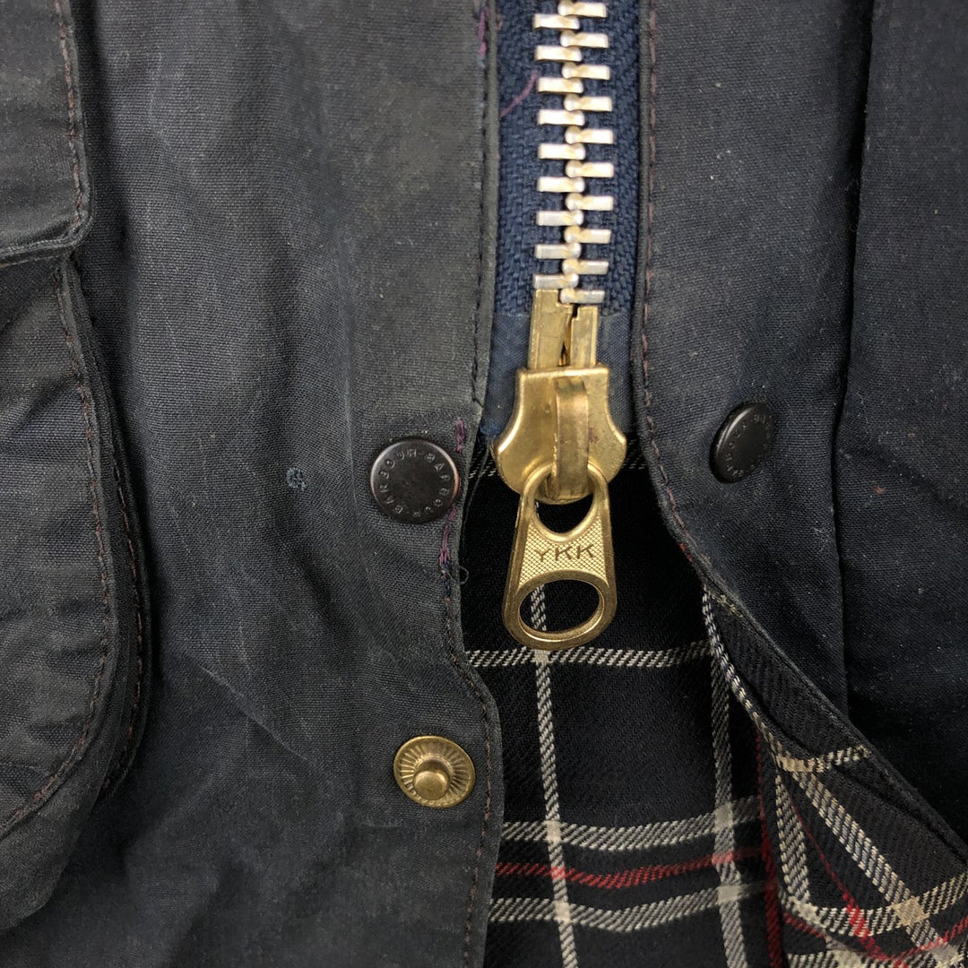 2000'S Barbour Beaufort 3 Warrant Oiled Hunting Jacket, Made in England, C38, Men's Size M cotton navy blue type Vintage Second Hand