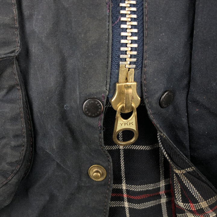 2000'S Barbour Beaufort 3 Warrant Oiled Hunting Jacket, Made in England, C38, Men's Size M cotton navy blue type Vintage Second Hand