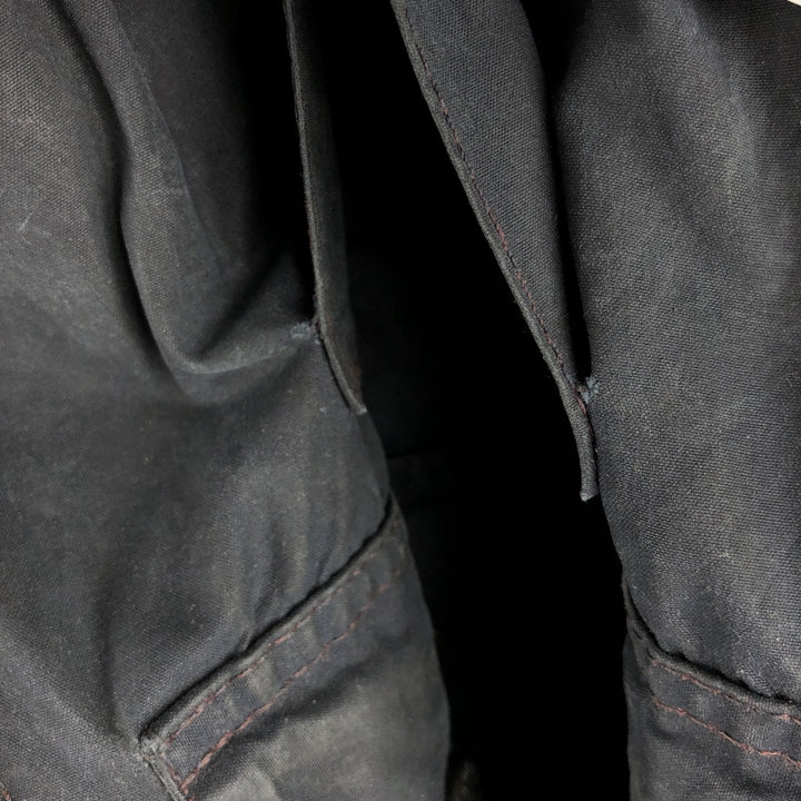 2000'S Barbour Beaufort 3 Warrant Oiled Hunting Jacket, Made in England, C38, Men's Size M cotton navy blue type Vintage Second Hand