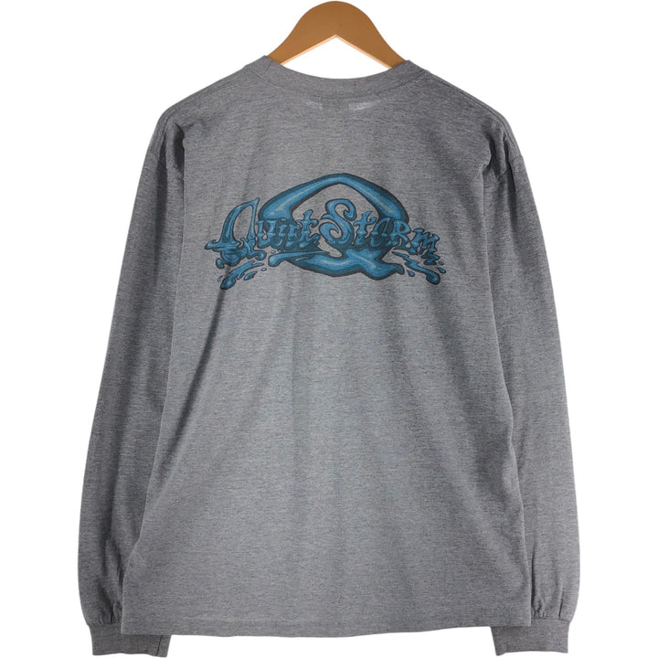 90'S Anvil Long Sleeve T-Shirt, Made in USA, Men's L Size, Vintage cotton gray type Vintage Second Hand