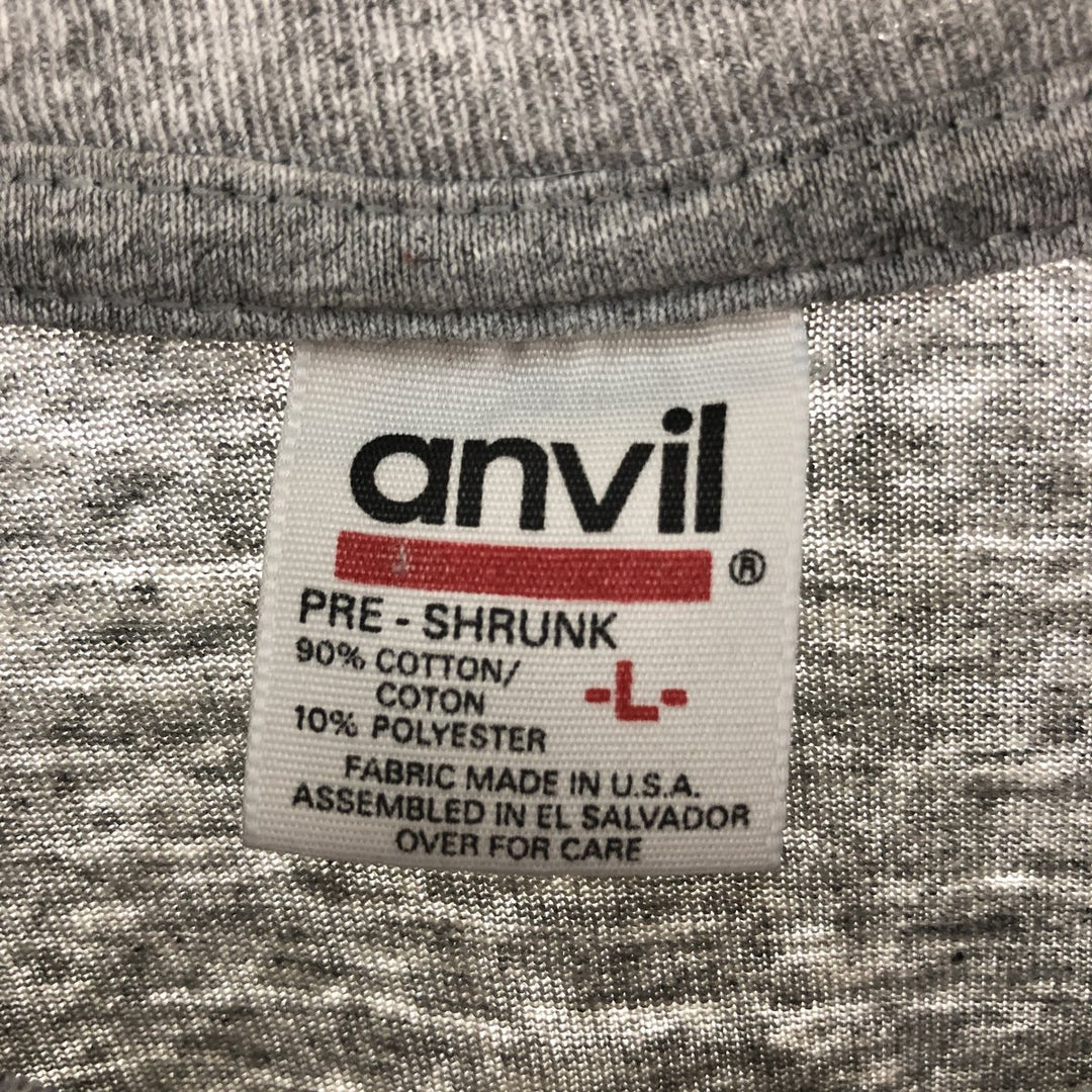 90'S Anvil Long Sleeve T-Shirt, Made in USA, Men's L Size, Vintage cotton gray type Vintage Second Hand