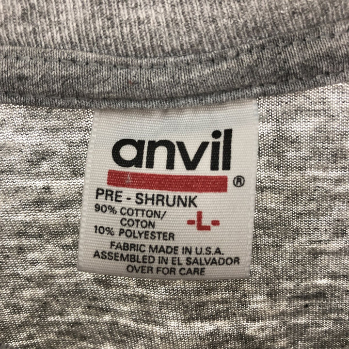 90'S Anvil Long Sleeve T-Shirt, Made in USA, Men's L Size, Vintage cotton gray type Vintage Second Hand