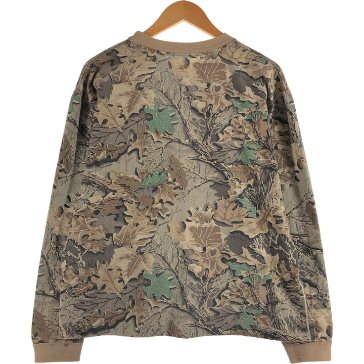 90'S WALLS Camouflage Pattern Real Tree Camo Long T-Shirt Long T Men's L Size Vintage unclear Beige type Vintage Second Hand