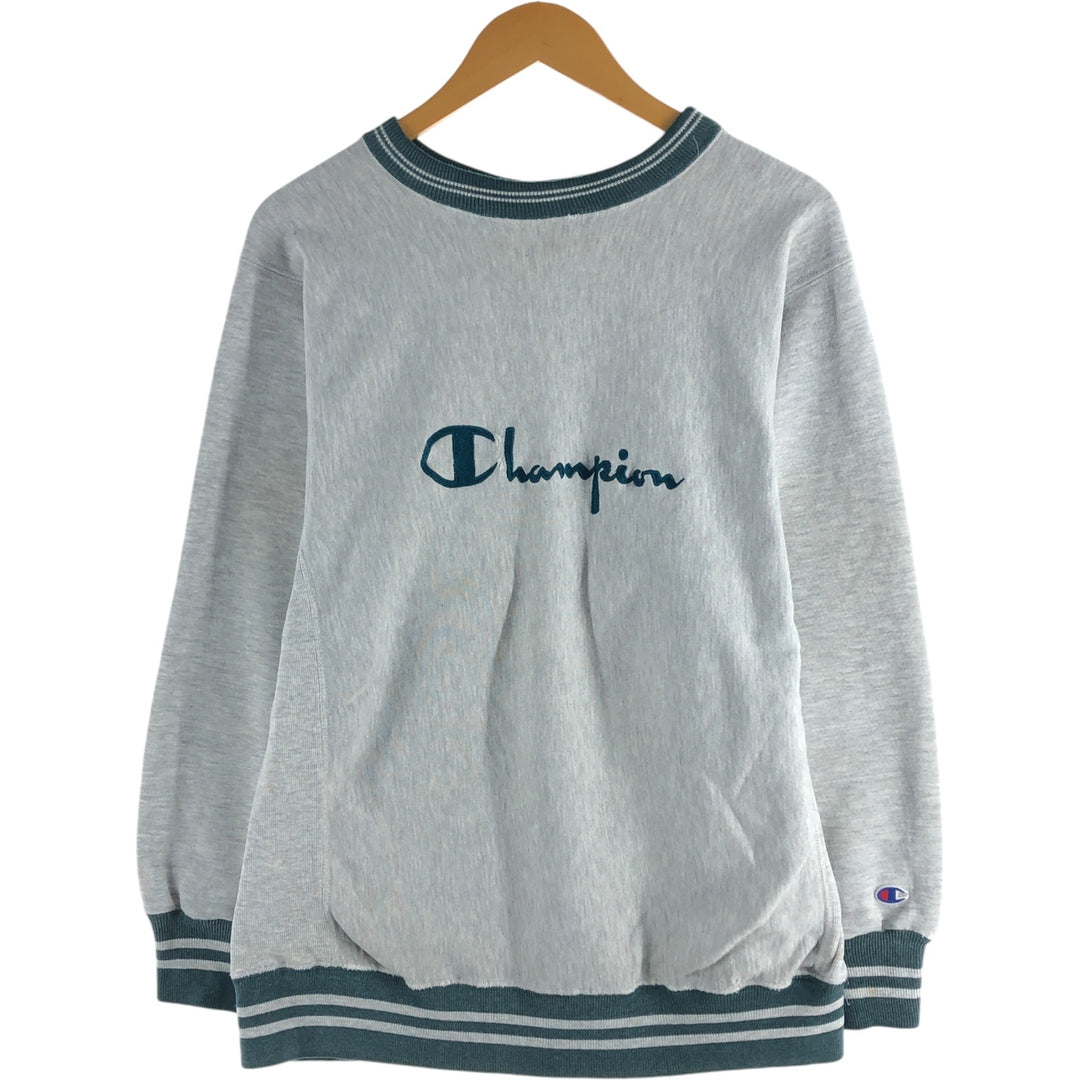 Champion Reverse Weave Embroidered Tag Logo Sweatshirt Trainer Made in USA LARGE Men's L Equivalent Vintage cotton gray type Vintage Second Hand