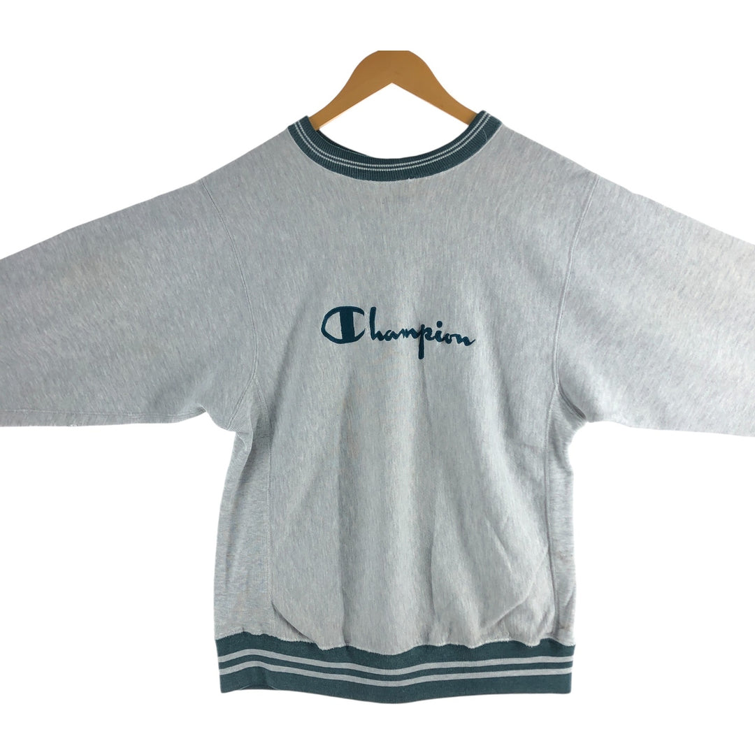 Champion Reverse Weave Embroidered Tag Logo Sweatshirt Trainer Made in USA LARGE Men's L Equivalent Vintage cotton gray type Vintage Second Hand