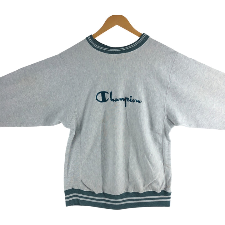 Champion Reverse Weave Embroidered Tag Logo Sweatshirt Trainer Made in USA LARGE Men's L Equivalent Vintage cotton gray type Vintage Second Hand