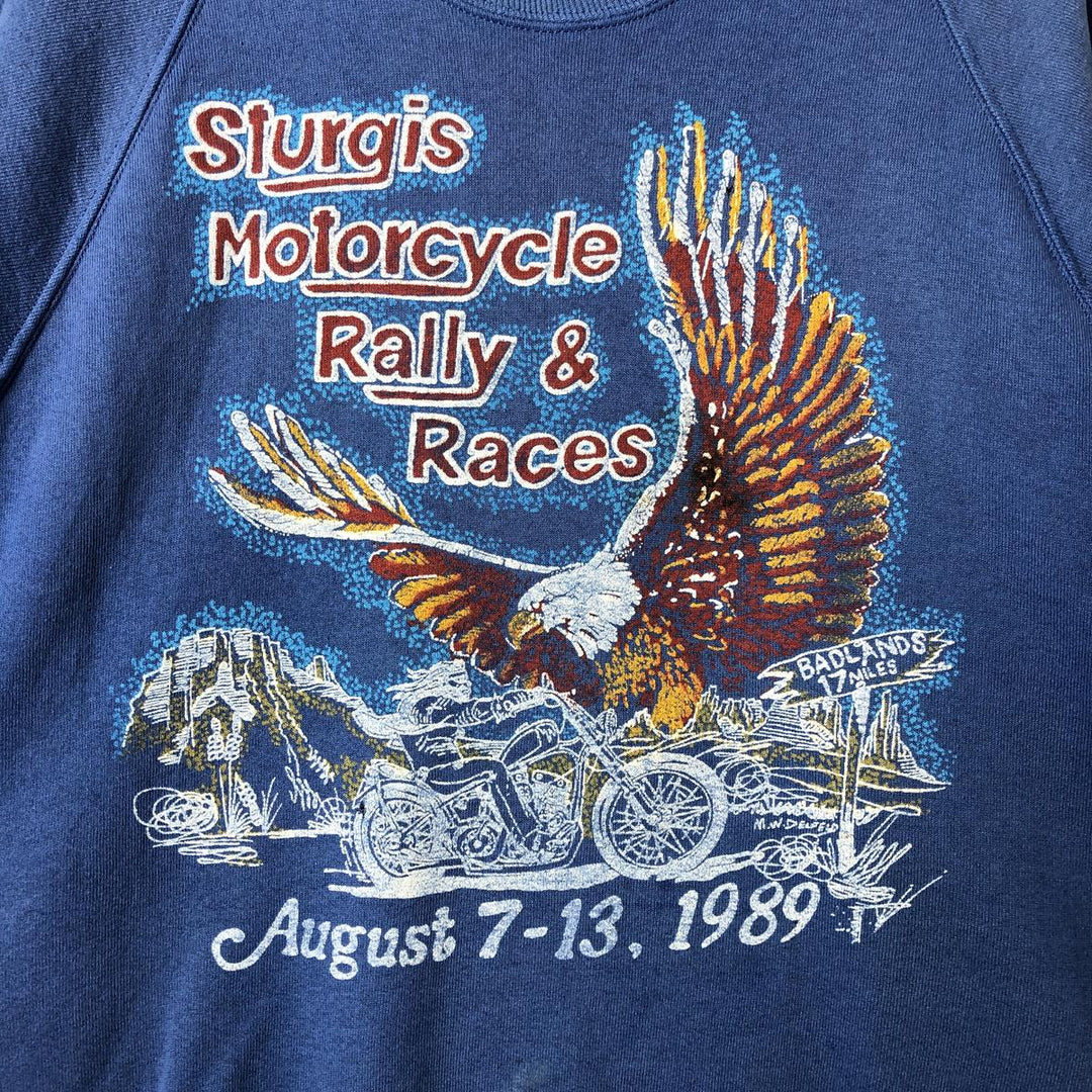Vintage 80s-90'S Jersey Eagle Print Sweatshirt, Made in USA, Men's XXL cotton navy blue type Vintage Second Hand
