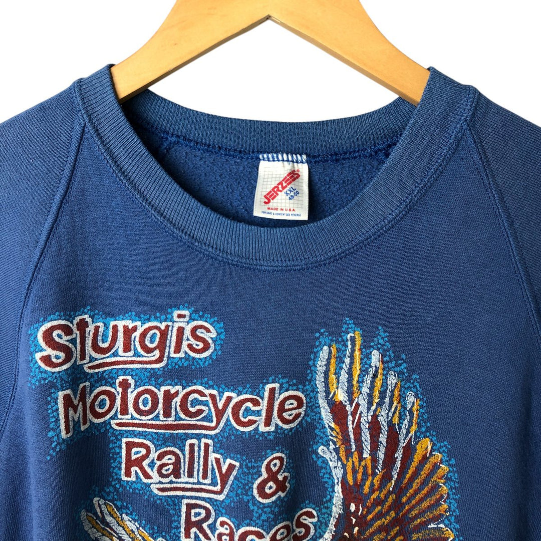 Vintage 80s-90'S Jersey Eagle Print Sweatshirt, Made in USA, Men's XXL cotton navy blue type Vintage Second Hand