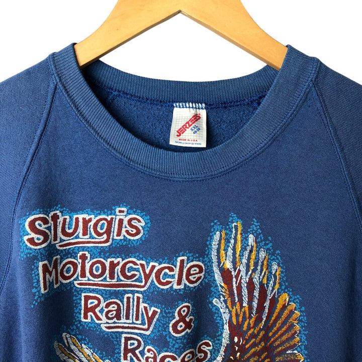 Vintage 80s-90'S Jersey Eagle Print Sweatshirt, Made in USA, Men's XXL cotton navy blue type Vintage Second Hand