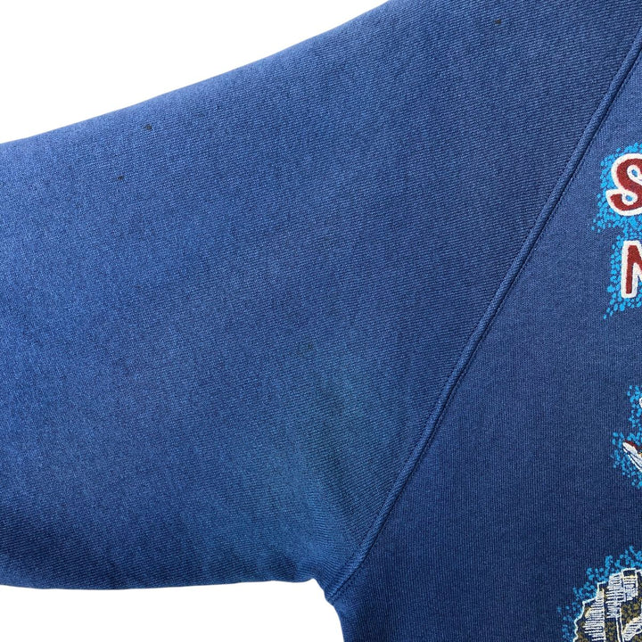 Vintage 80s-90'S Jersey Eagle Print Sweatshirt, Made in USA, Men's XXL cotton navy blue type Vintage Second Hand
