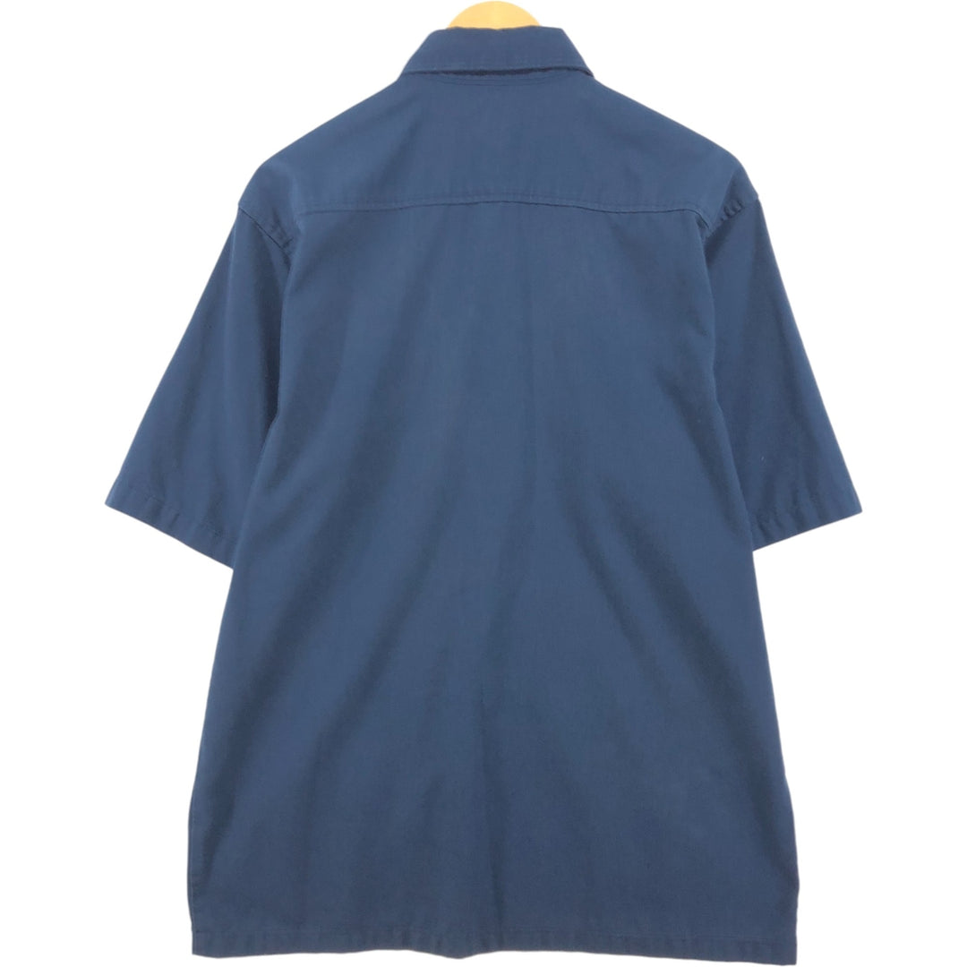 Carhartt Short Sleeve Work Shirt, Box Shirt, Men's Size L polyester navy blue type Vintage Second Hand