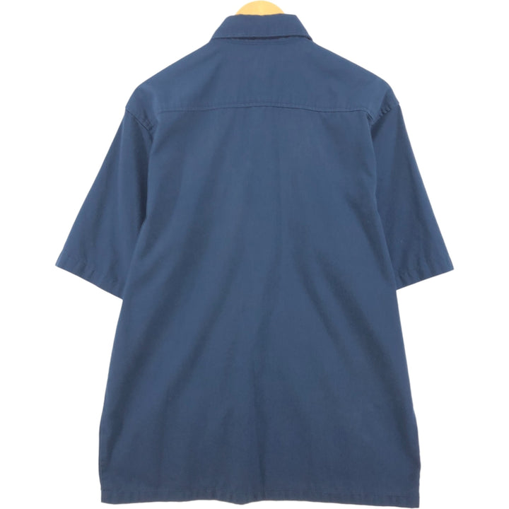 Carhartt Short Sleeve Work Shirt, Box Shirt, Men's Size L polyester navy blue type Vintage Second Hand