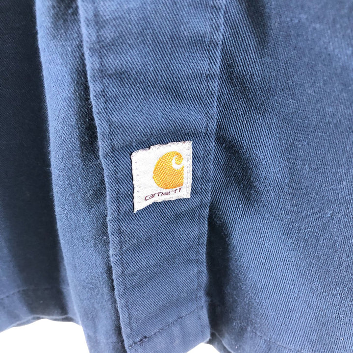 Carhartt Short Sleeve Work Shirt, Box Shirt, Men's Size L polyester navy blue type Vintage Second Hand
