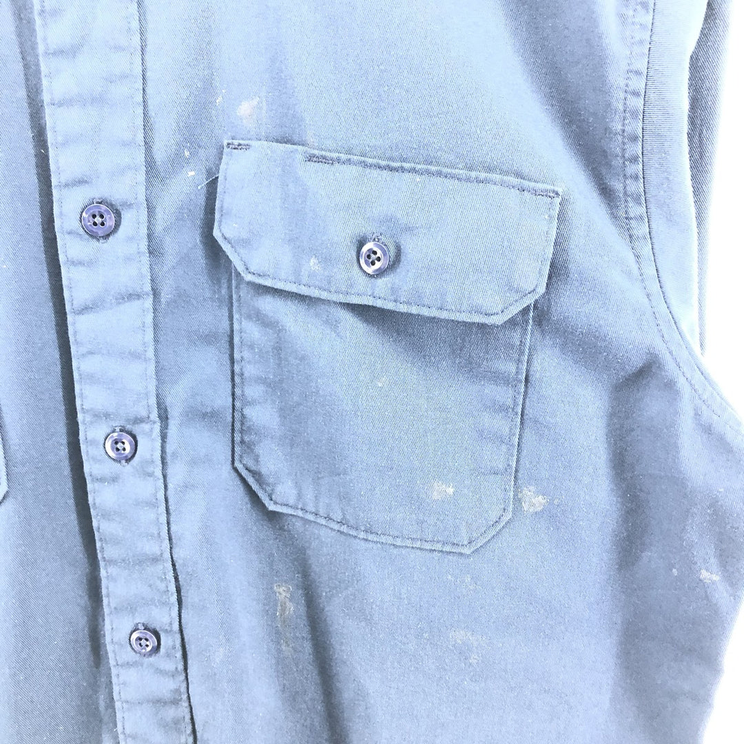 Carhartt Short Sleeve Work Shirt, Box Shirt, Men's Size L polyester navy blue type Vintage Second Hand