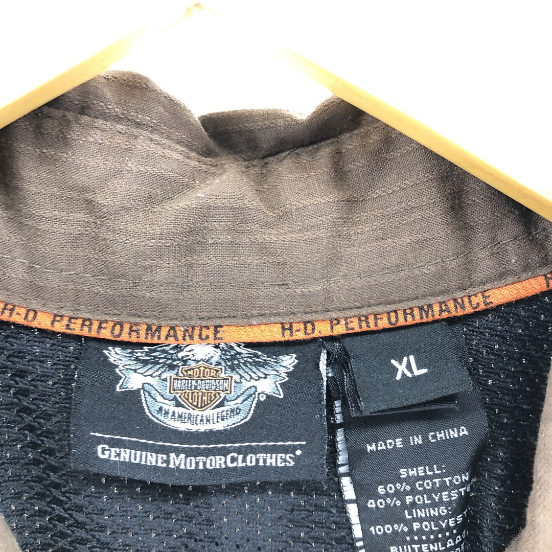 Harley-Davidson Skull Pattern Hidden Button Down Short Sleeve Work Shirt Men's XL cotton brown type Vintage Second Hand