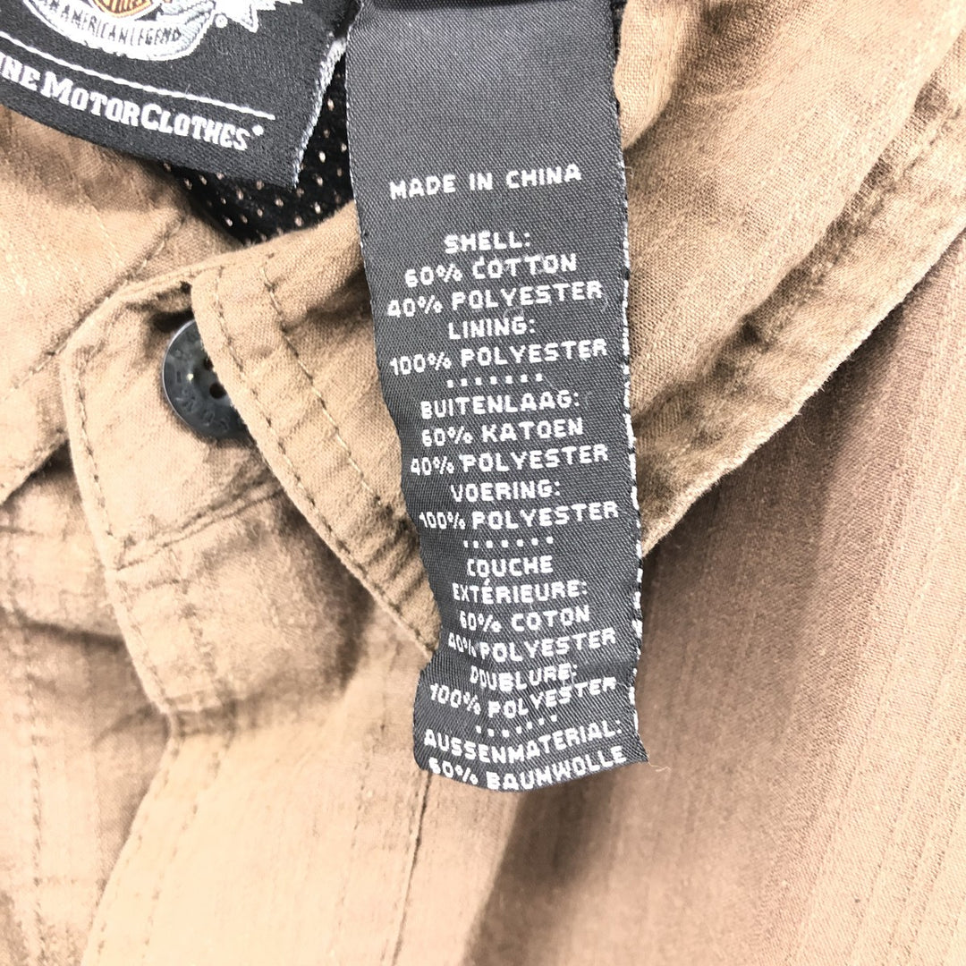 Harley-Davidson Skull Pattern Hidden Button Down Short Sleeve Work Shirt Men's XL cotton brown type Vintage Second Hand