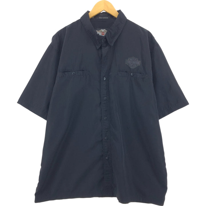 Harley-Davidson Hidden Button Down Short Sleeve Work Shirt Box Shirt Men's XXL polyester black type Vintage Second Hand