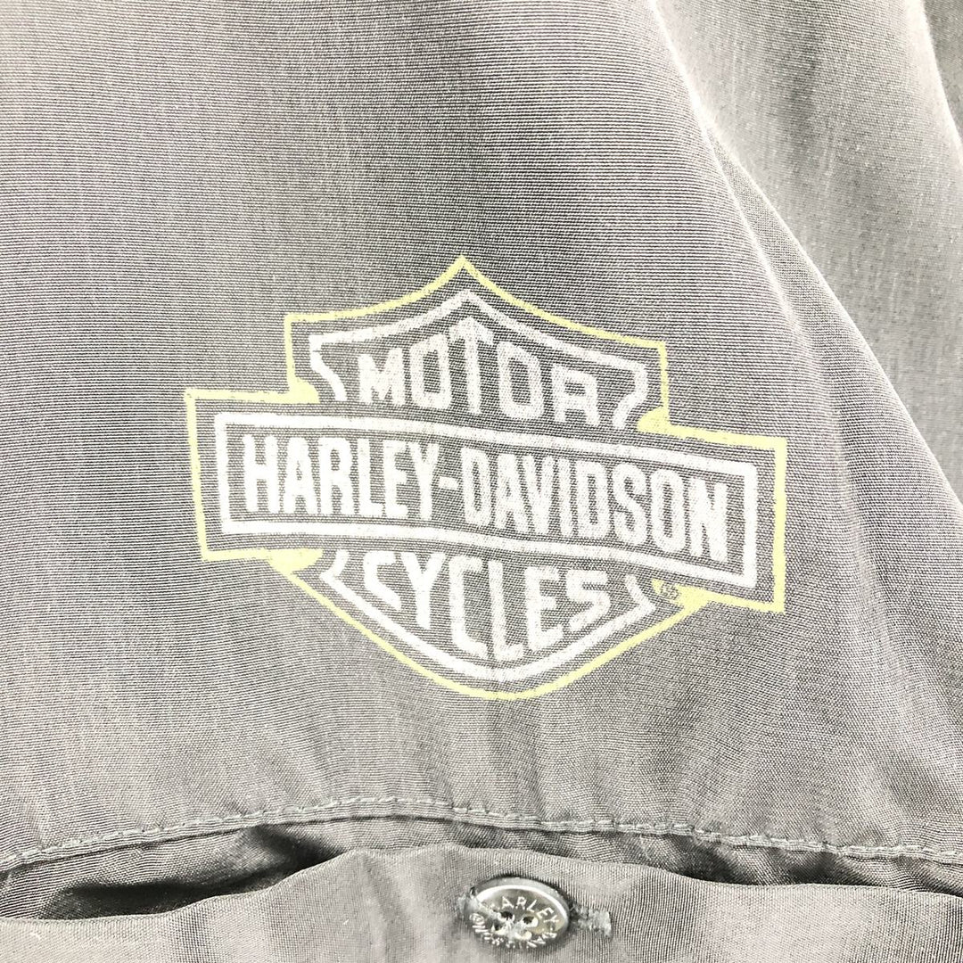 Harley-Davidson Hidden Button Down Short Sleeve Work Shirt Box Shirt Men's XXL polyester black type Vintage Second Hand