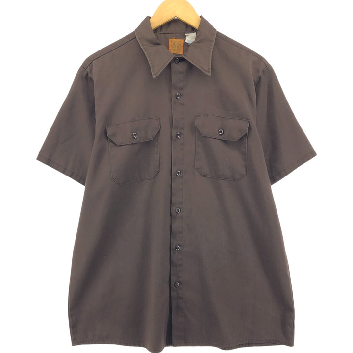 70s~80'S Wrangler BIG BEN Short Sleeve Work Shirt Box Shirt Made in USA Men's L Size Vintage cotton brown type Vintage Second Hand