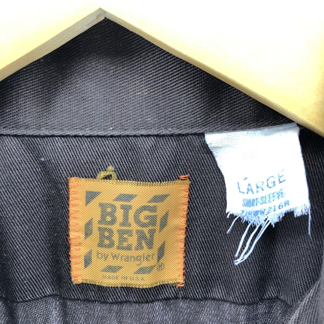 70s~80'S Wrangler BIG BEN Short Sleeve Work Shirt Box Shirt Made in USA Men's L Size Vintage cotton brown type Vintage Second Hand
