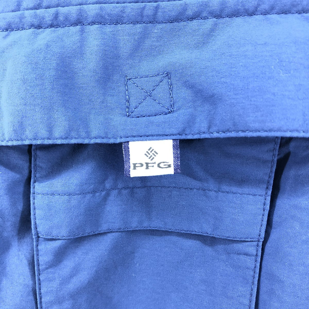 Columbia PFG OMNI-SHADE Button-down Short Sleeve Fishing Shirt, Men's Size L Nylon blue type Vintage Second Hand