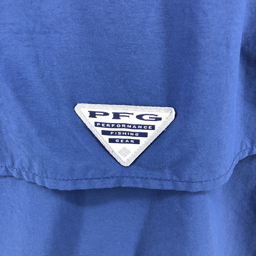 Columbia PFG OMNI-SHADE Button-down Short Sleeve Fishing Shirt, Men's Size L Nylon blue type Vintage Second Hand
