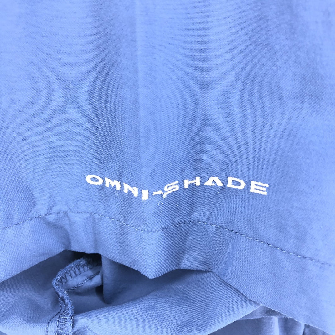 Columbia PFG OMNI-SHADE Button-down Short Sleeve Fishing Shirt, Men's Size L Nylon blue type Vintage Second Hand