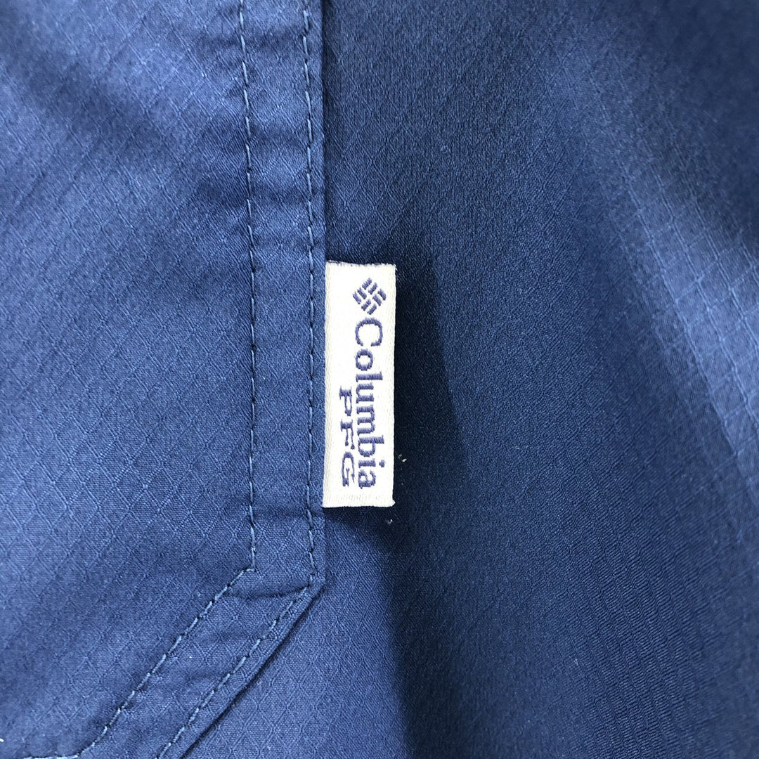 Columbia PFG OMNI-SHADE Ripstop Short Sleeve Fishing Shirt, Box Shirt, Men's Size L polyester blue type Vintage Second Hand