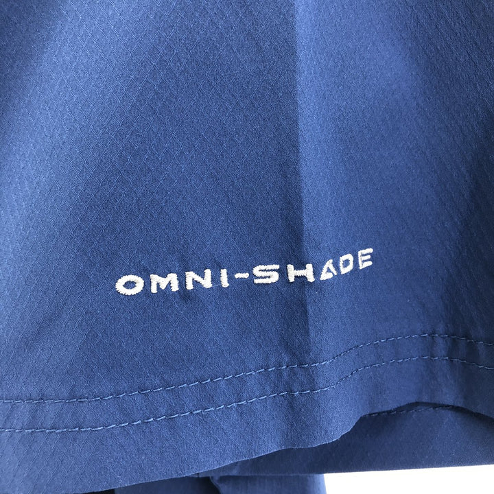 Columbia PFG OMNI-SHADE Ripstop Short Sleeve Fishing Shirt, Box Shirt, Men's Size L polyester blue type Vintage Second Hand