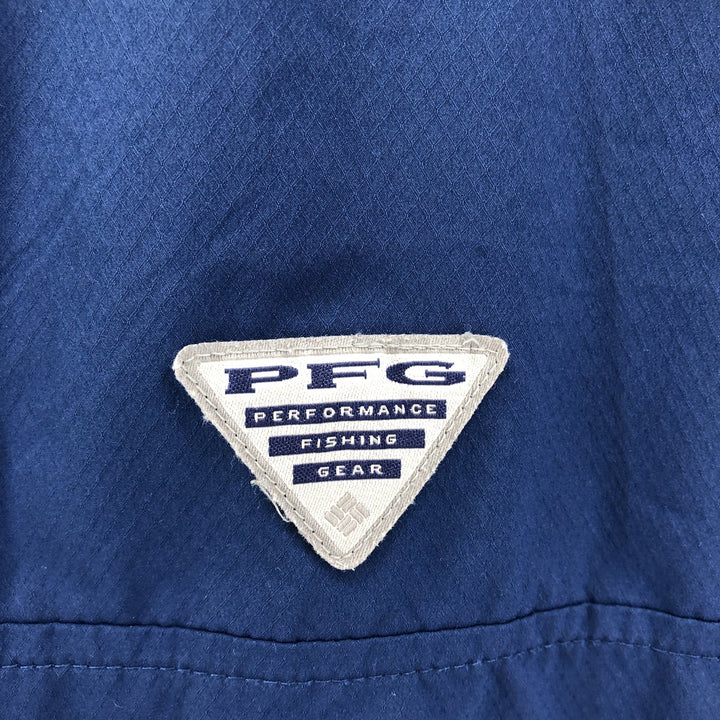 Columbia PFG OMNI-SHADE Ripstop Short Sleeve Fishing Shirt, Box Shirt, Men's Size L polyester blue type Vintage Second Hand