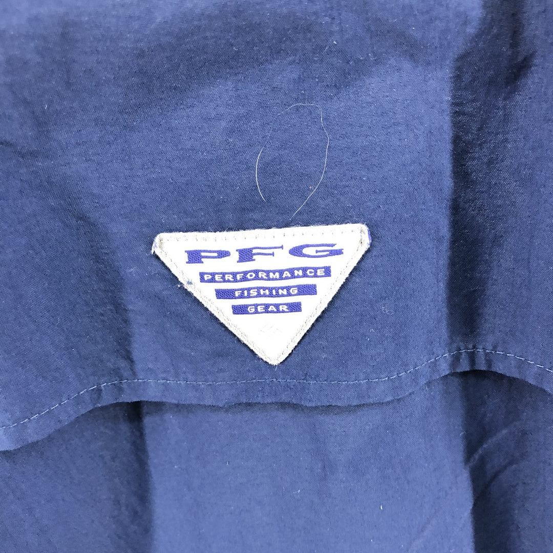 Columbia PFG OMNI-SHADE Button-down Short Sleeve Fishing Shirt, Men's XL Nylon navy blue type Vintage Second Hand