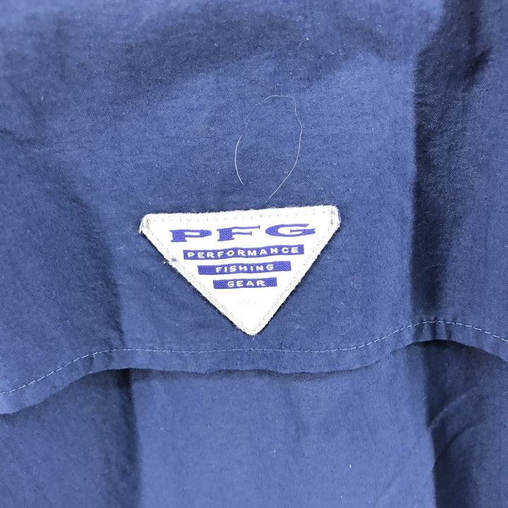 Columbia PFG OMNI-SHADE Button-down Short Sleeve Fishing Shirt, Men's XL Nylon navy blue type Vintage Second Hand