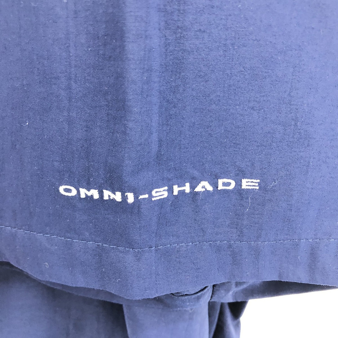 Columbia PFG OMNI-SHADE Button-down Short Sleeve Fishing Shirt, Men's Size L Nylon navy blue type Vintage Second Hand