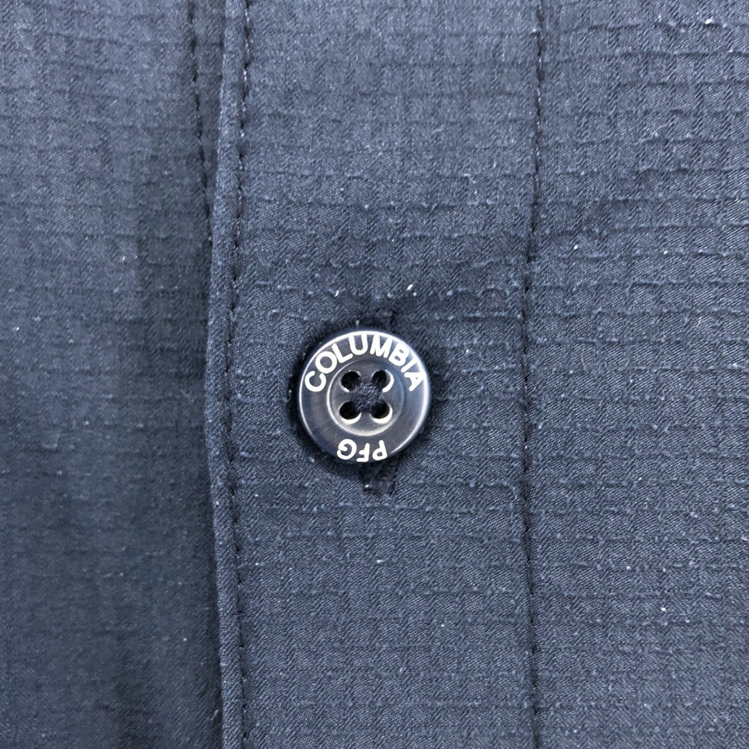 Columbia PFG OMNI-SHADE Ripstop Button-down Short Sleeve Fishing Shirt, Men's M polyester navy blue type Vintage Second Hand