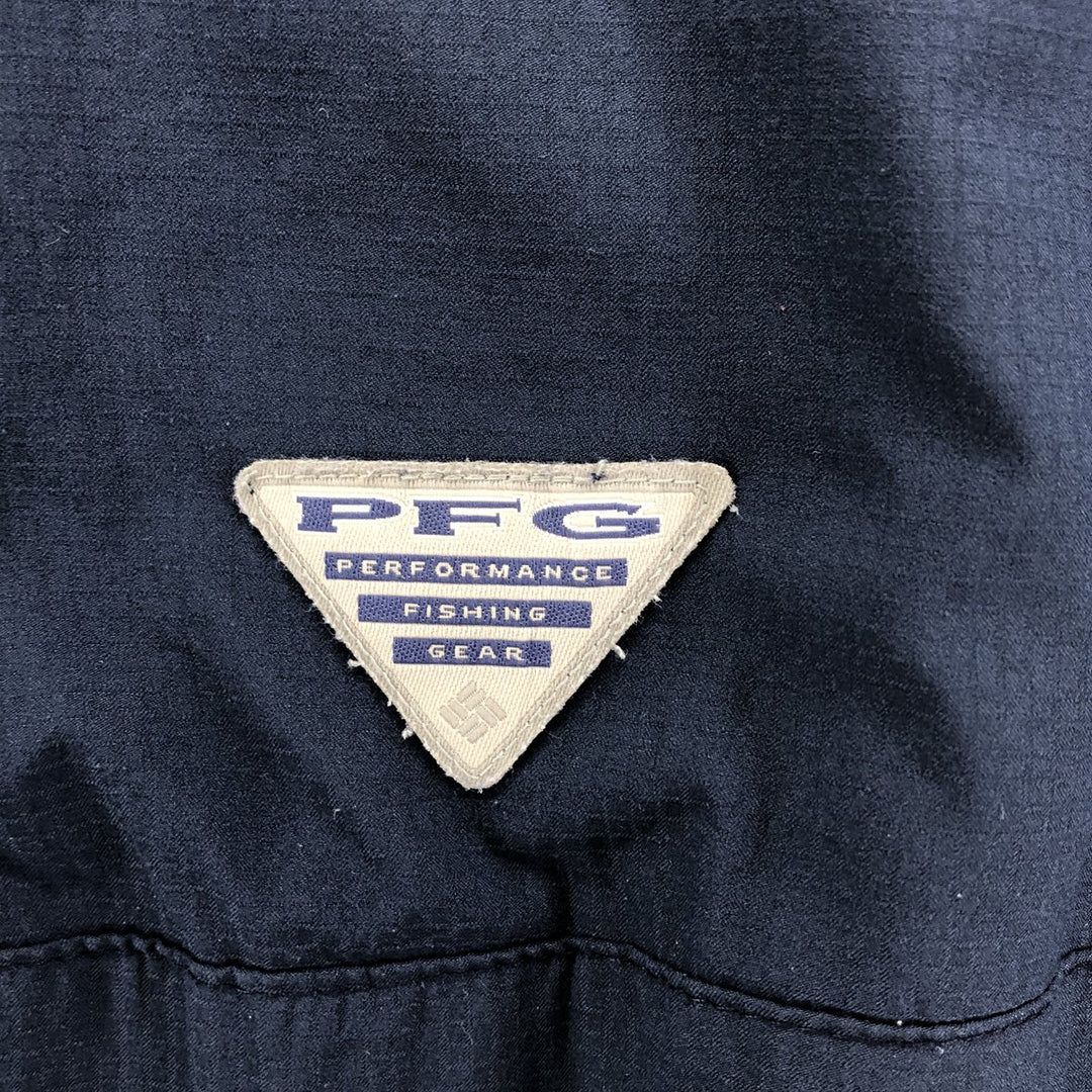 Columbia PFG OMNI-SHADE Ripstop Button-down Short Sleeve Fishing Shirt, Men's M polyester navy blue type Vintage Second Hand