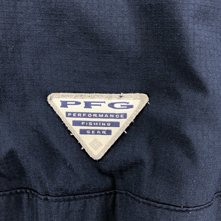 Columbia PFG OMNI-SHADE Ripstop Button-down Short Sleeve Fishing Shirt, Men's M polyester navy blue type Vintage Second Hand