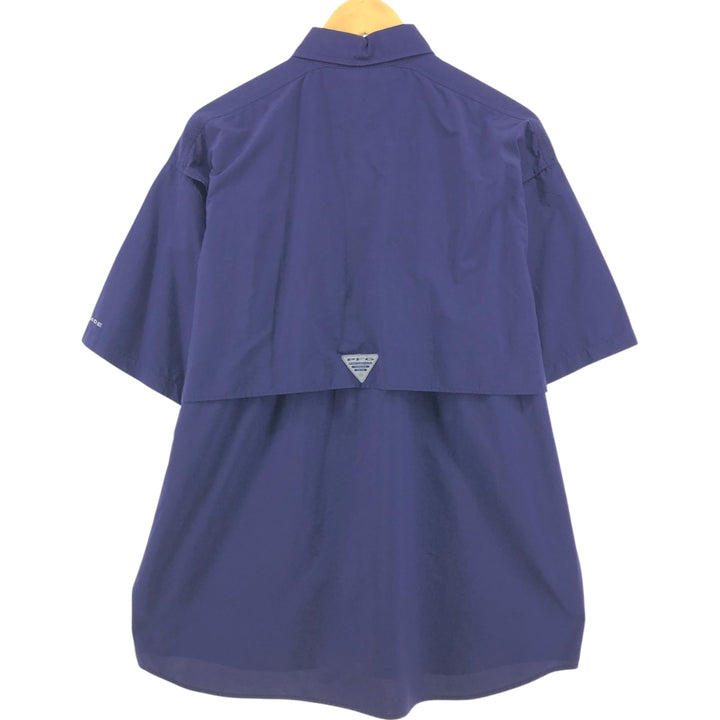 Columbia PFG OMNI-SHADE Button-down Short Sleeve Fishing Shirt, Men's XL Nylon purple type Vintage Second Hand