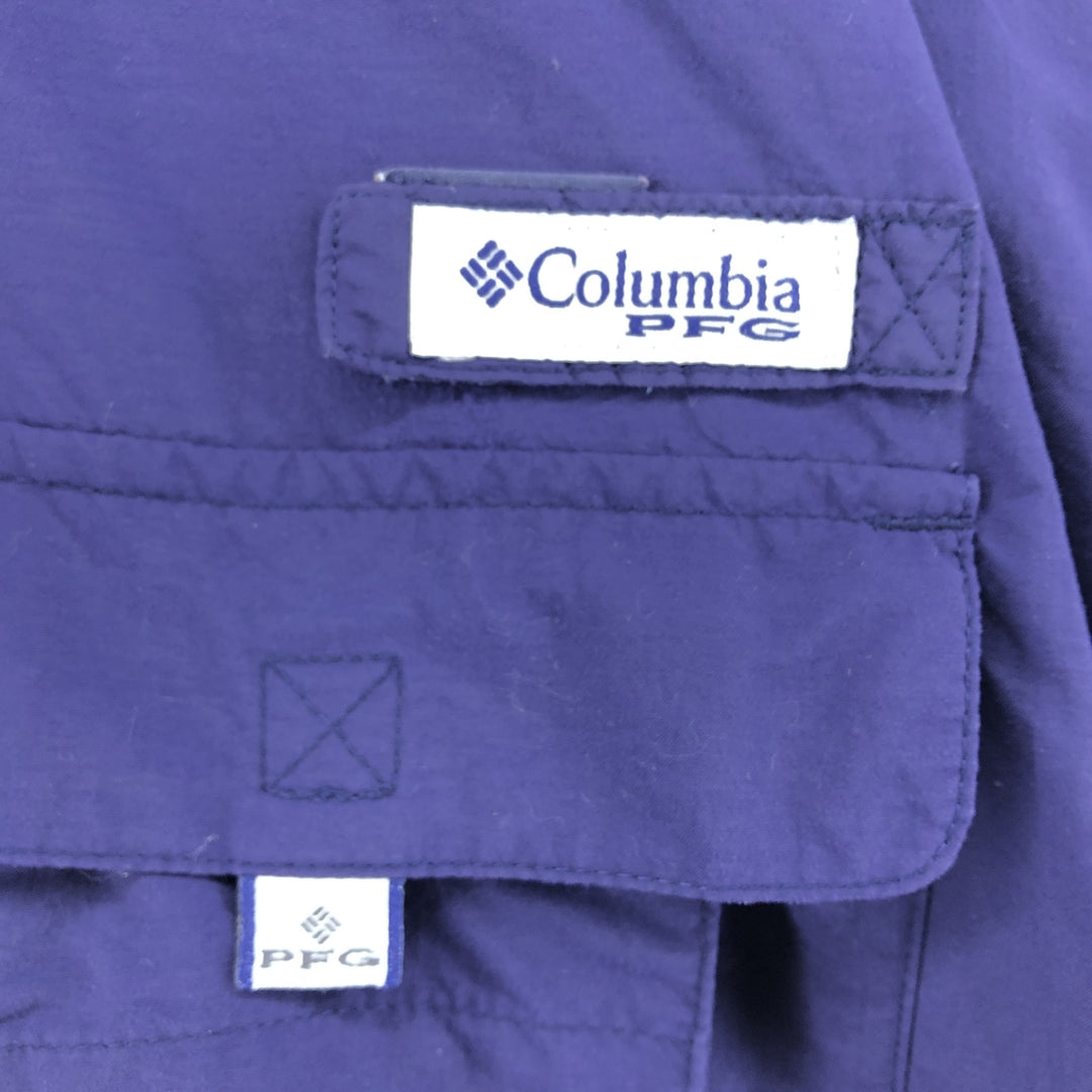 Columbia PFG OMNI-SHADE Button-down Short Sleeve Fishing Shirt, Men's XL Nylon purple type Vintage Second Hand