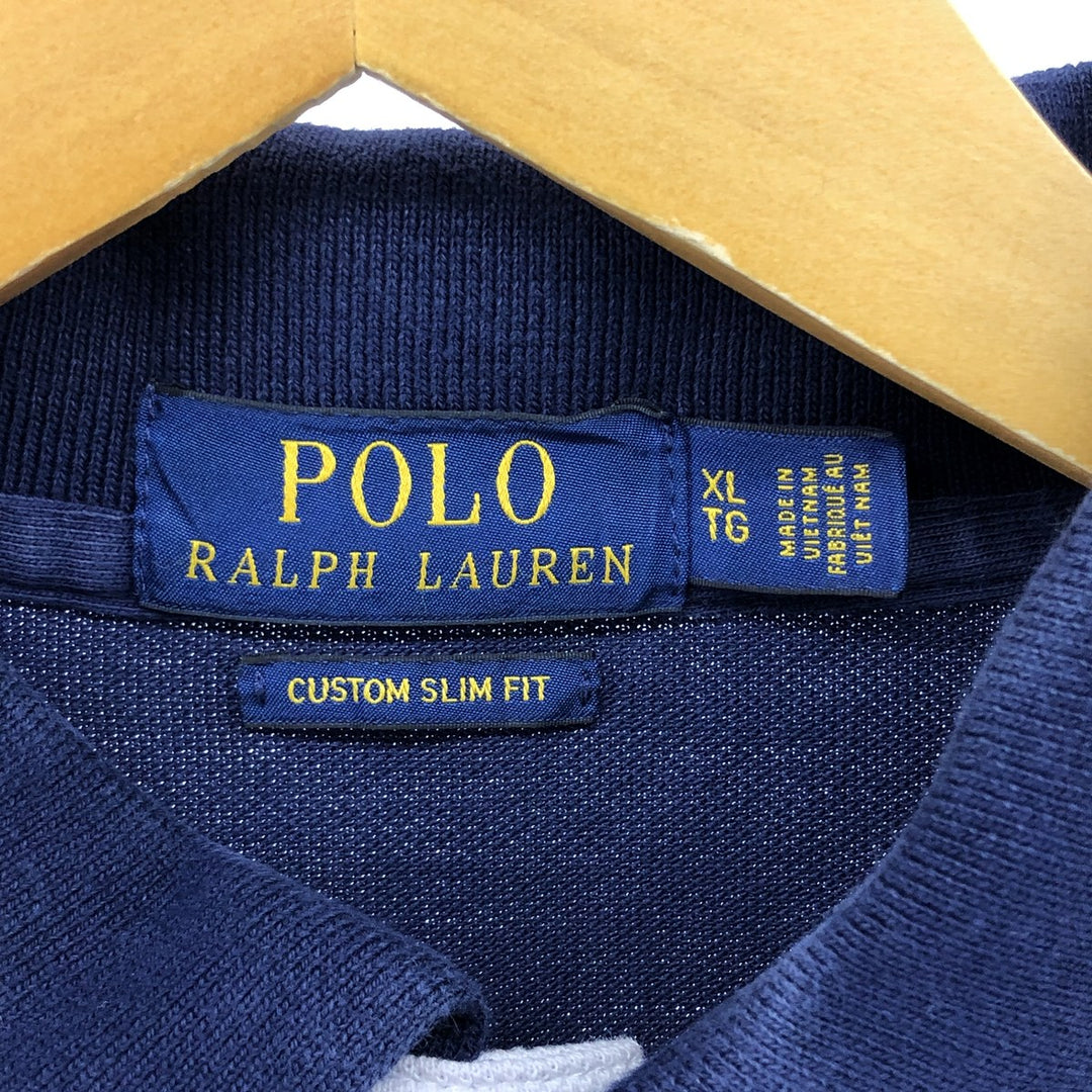 Ralph Lauren POLO RALPH LAUREN CUSTOM SLIM FIT Big Pony Short Sleeve Polo Shirt Men's XL cotton navy blue type Vintage Second Hand