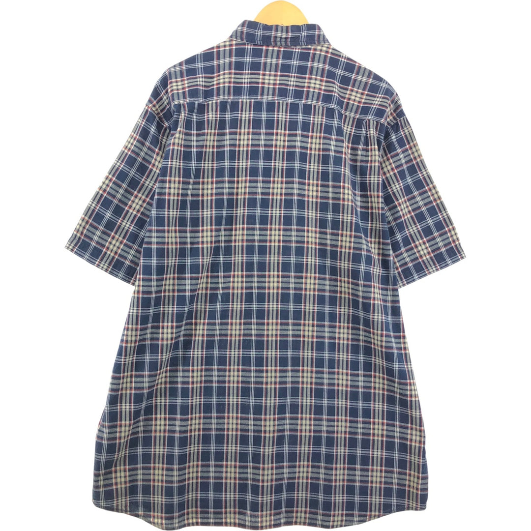 Carhartt Check Pattern Short Sleeve Work Shirt, Men's XL cotton navy blue type Vintage Second Hand