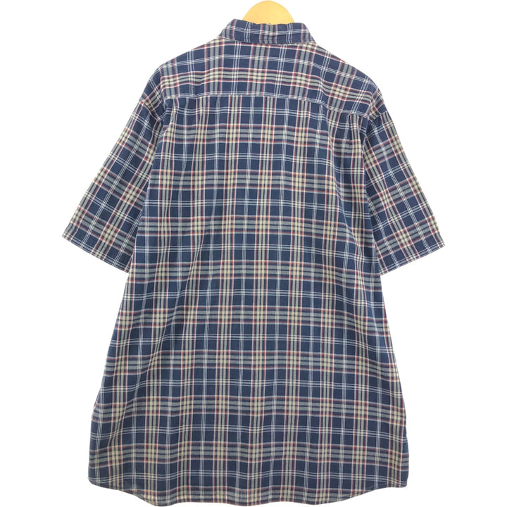 Carhartt Check Pattern Short Sleeve Work Shirt, Men's XL cotton navy blue type Vintage Second Hand