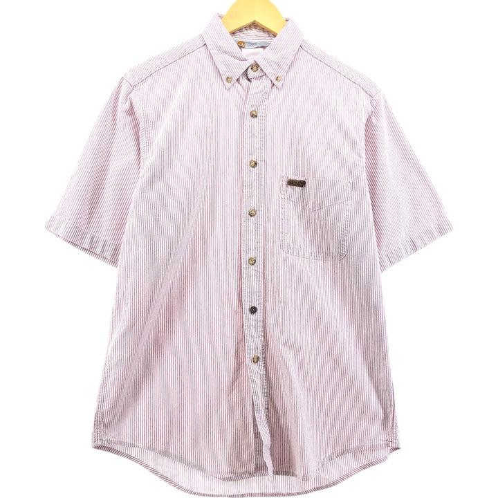 Carhartt Stripe Pattern Short Sleeve Work Shirt, Men's M unclear burgundy type Vintage Second Hand