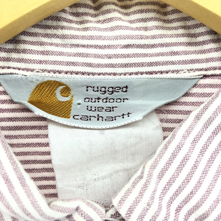 Carhartt Stripe Pattern Short Sleeve Work Shirt, Men's M unclear burgundy type Vintage Second Hand